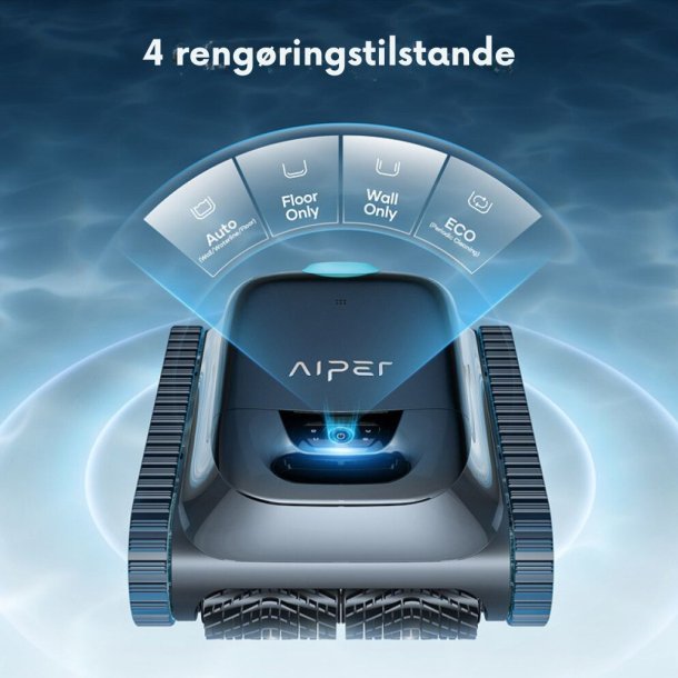 Aiper Scuba S1 Poolrobot &ndash; Tr&aring;dl&oslash;s reng&oslash;ring af bund, v&aelig;gge og vandlinje